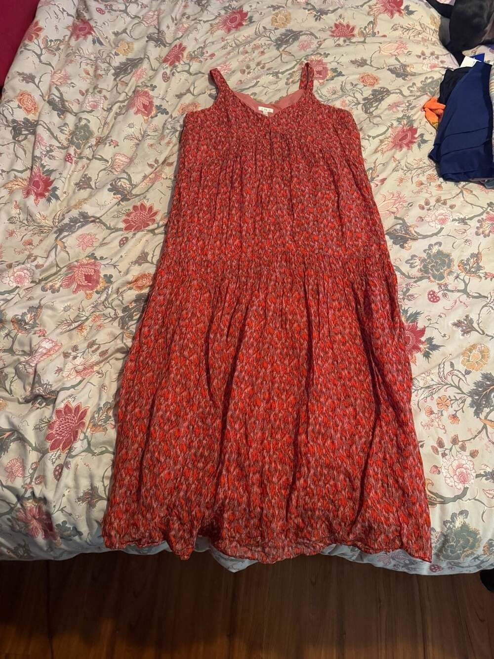 Joie Maxi Dress Size XS Red Pink Floral Cotton Sleeveless Boho Tiered